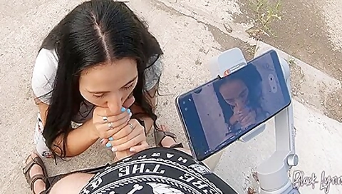 She Asked To Film Her Blowjob Skills Outdoors