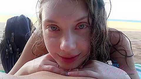 Elena Pees On The Beach And Sucks Your Cock Too With Elena Koshka